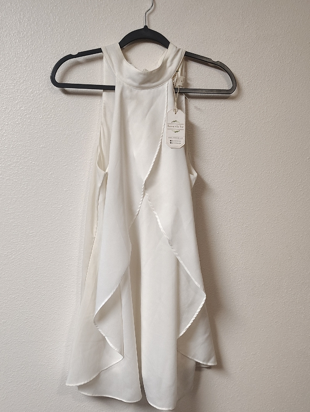 Love Riche Ivory Halter Ruffle Overlay Dress 117